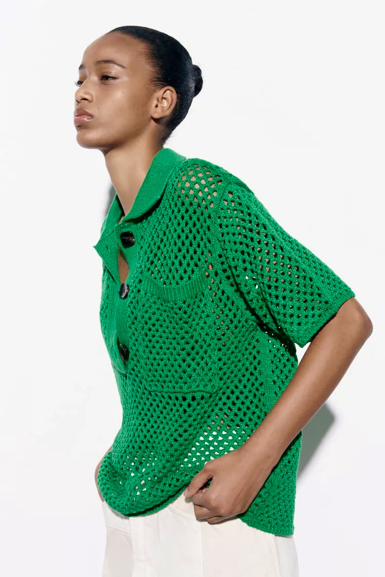 Mesh Knit Polo Sweater £32.99