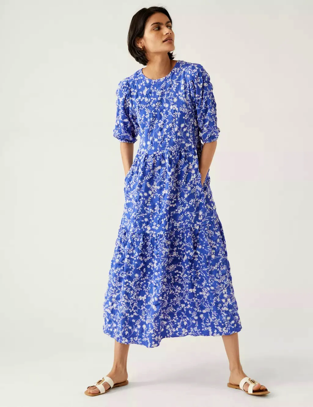 Printed Textured Midi Dress £45