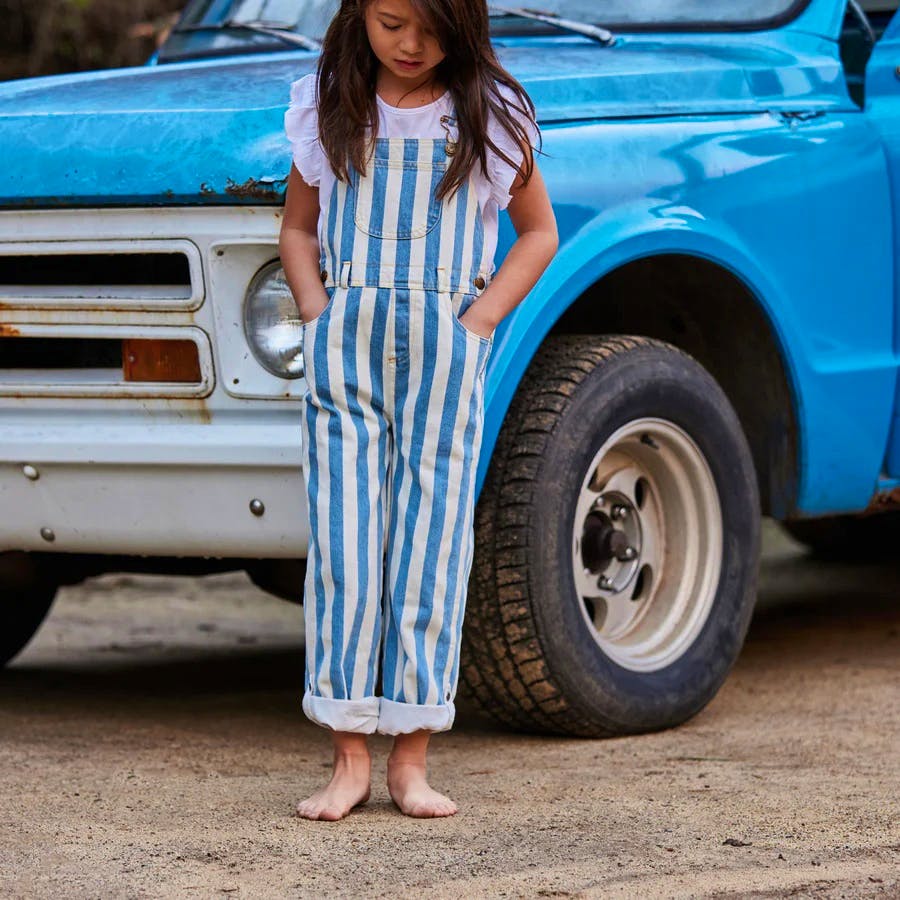 Dotty Dungarees Classic Wide Stripe Denim Dungarees, £48