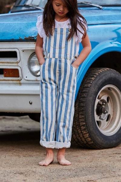 Dotty Dungarees Classic Wide Stripe Denim Dungarees, £48