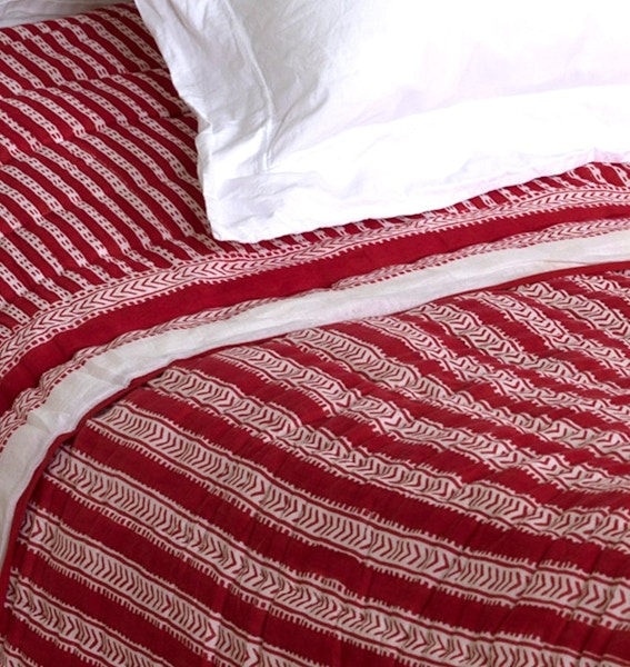 The Mews Furnishings Stripe Quilt In Red, £225