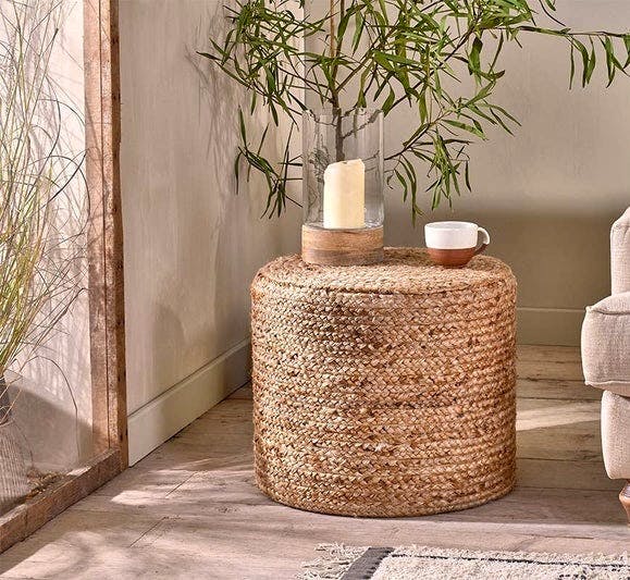 Nkuku Ondal Round Braided Hemp Side Table, £275