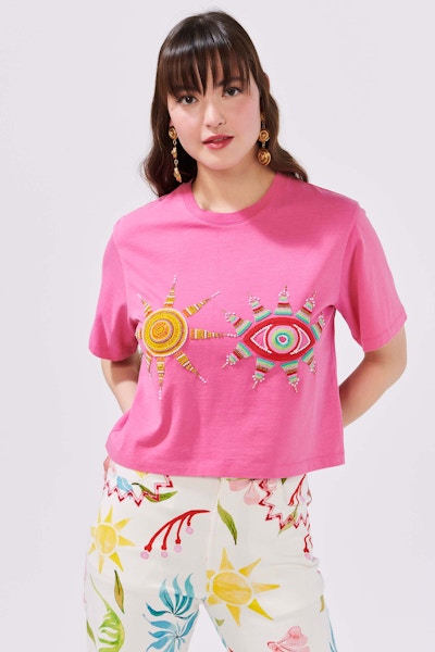 Hayley Menzies Embellished Cropped T-Shirt, £170