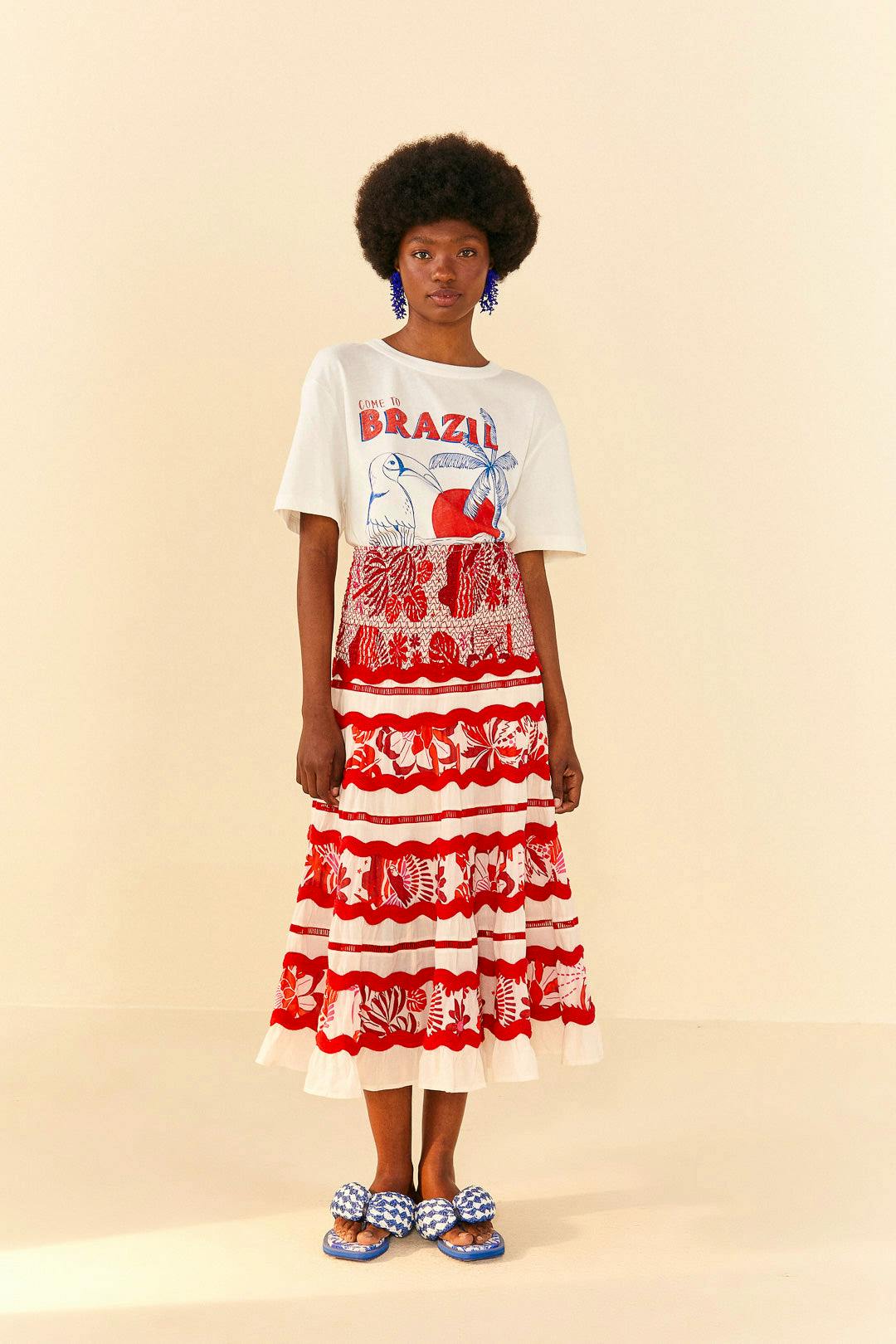 White Come To Brazil Organic Cotton T-Shirt