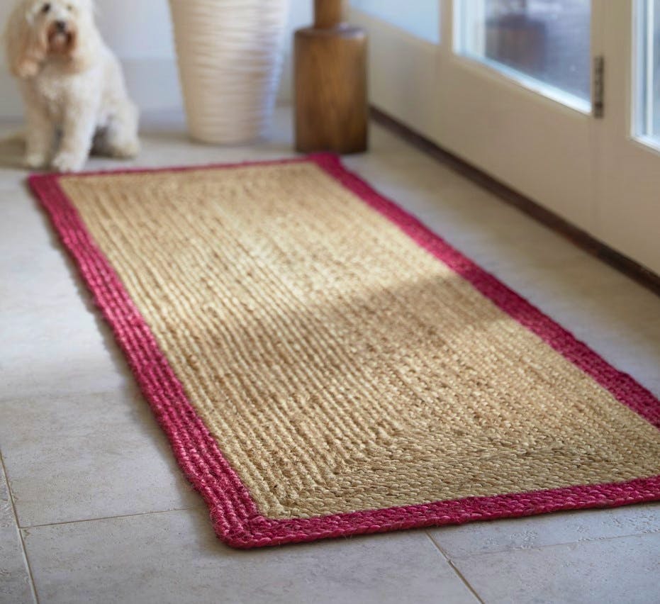 Etsy Jute Natural Handmade Wheat/Raspberry Rug, £89