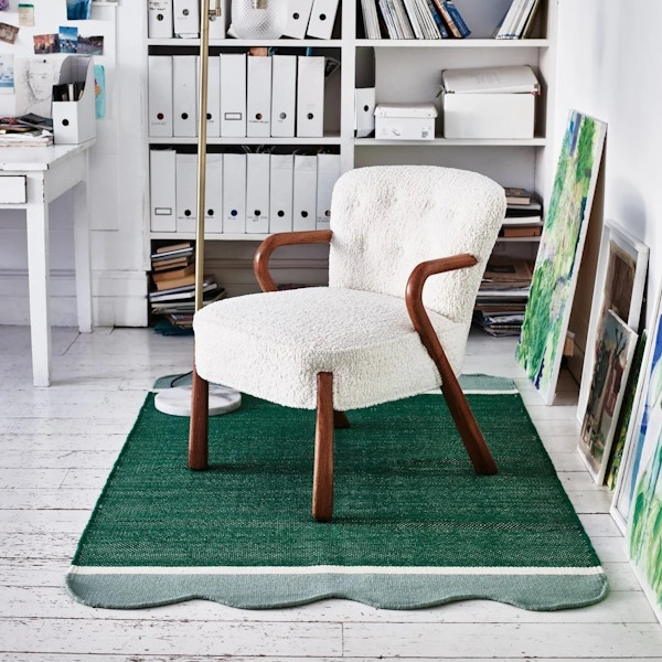 Oliver Bonas Cecily Woven Scalloped Green Wool & Cotton Rug, £125