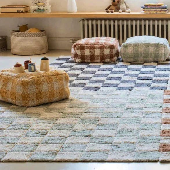 Nubie Loren Canals, Washable Tiles Rug In Blue, £129