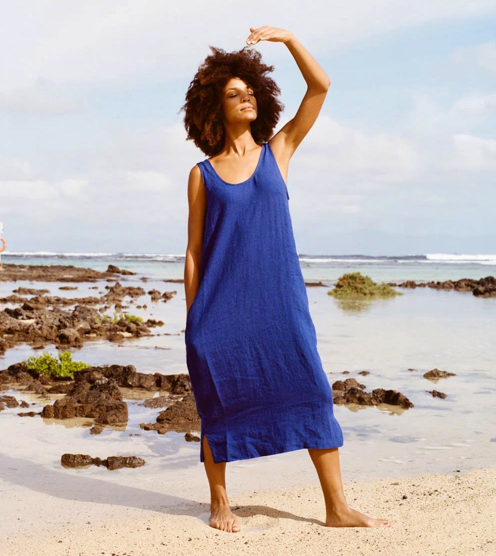 LF Markey Basic Linen Shift Cobalt, £85