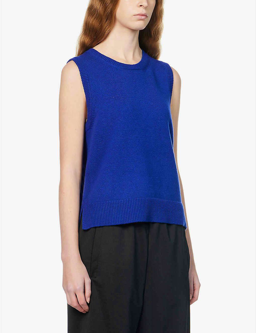 Me + Em Scoop-Neck Ribbed-Trims Wool And Cashmere-Blend Top, £115