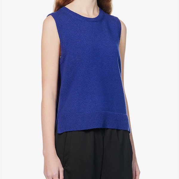 Me + Em Scoop-Neck Ribbed-Trims Wool And Cashmere-Blend Top, £115