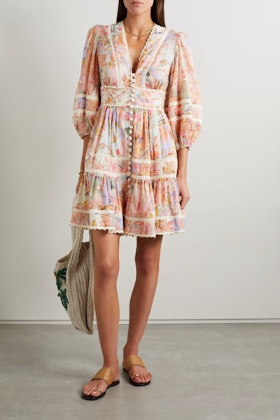 Zimmermann Crochet-Trimmed Mini Dress , £735