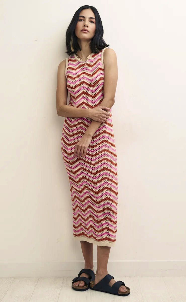 Nobody’s Child Pink and Orange Crochet Midi Dress, £75