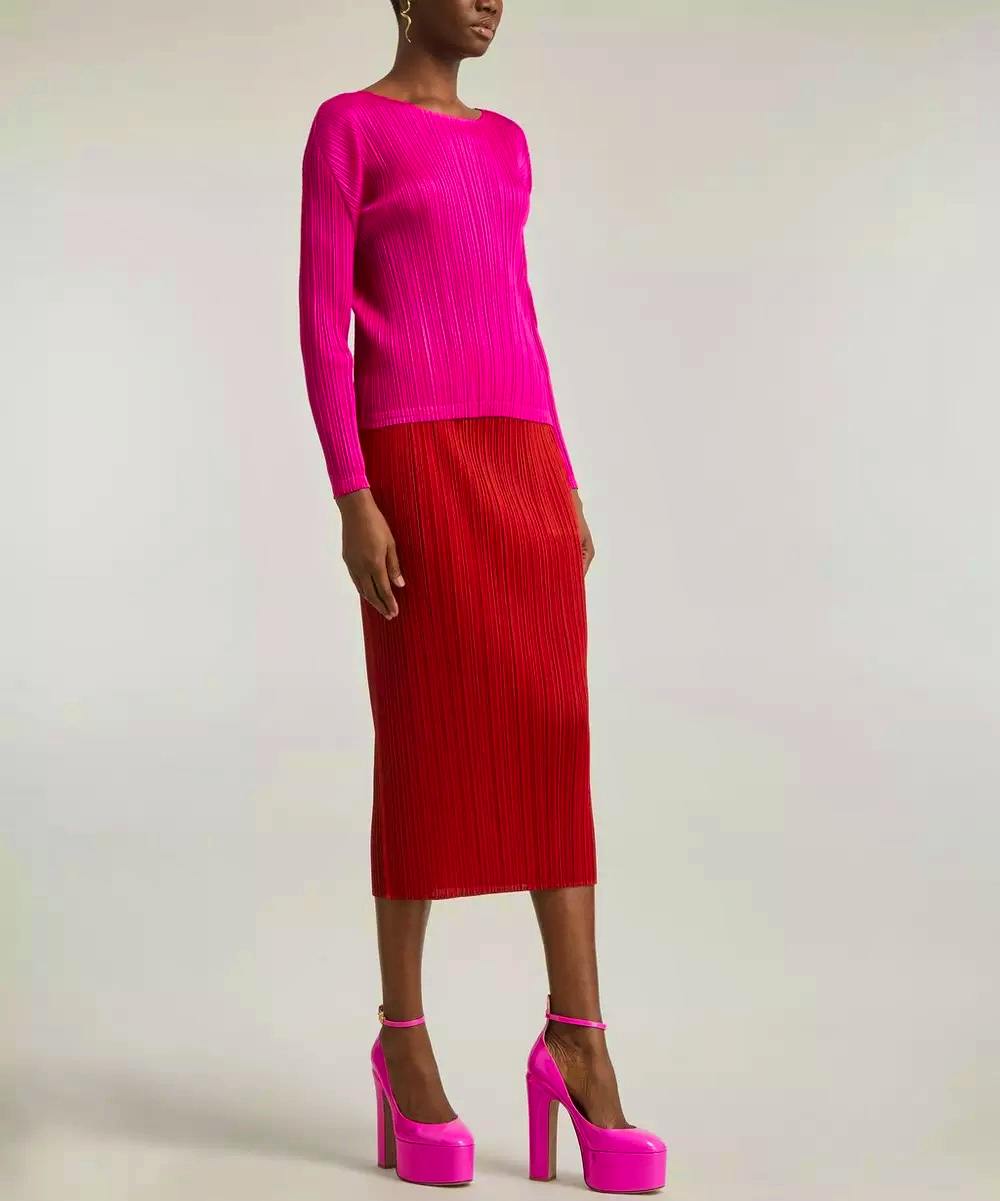Pleats Please New Colourful Basics Red Pleated Straight-Cut Skirt, £280