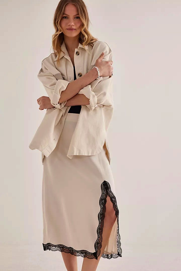 Anthropologie Satin Lace Midi Skirt, £75