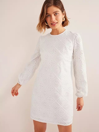 Boden Broderie Mini Shift Dress, White £110