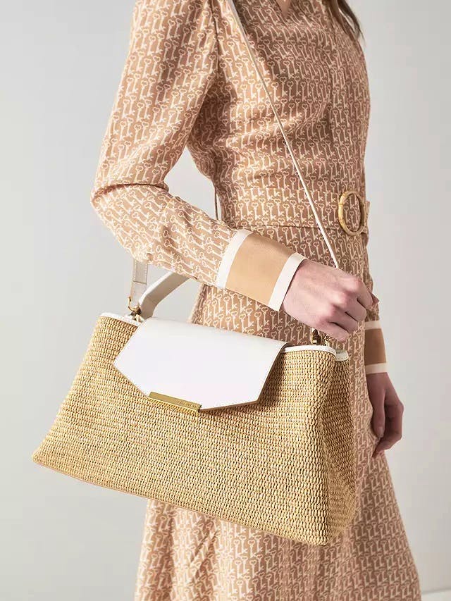 LK Bennett Harbour Raffia Trapeze Tote Bag, Natural £329
