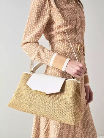 LK Bennett Harbour Raffia Trapeze Tote Bag, Natural