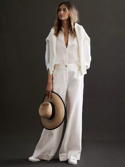 Reiss Demi Garment Dyed Linen Trousers, White £150