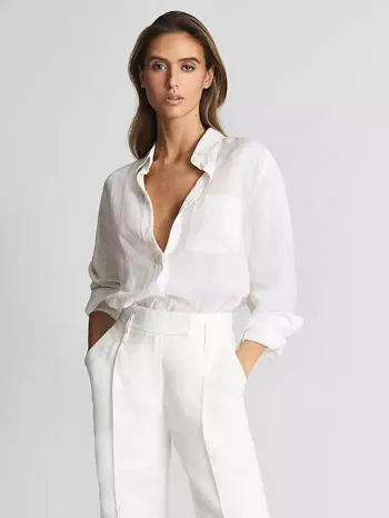 Reiss Campbell Linen Shirt, White