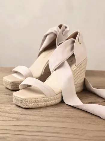 Mint Velvet Alya Wedge Heel Espadrille Sandals, Cream