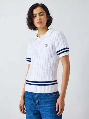 Polo Ralph Lauren X Wimbledon Cable Knit Jumper, Pure White