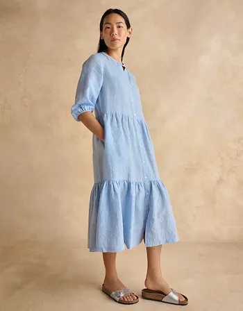 Linen Tiered Midi Dress