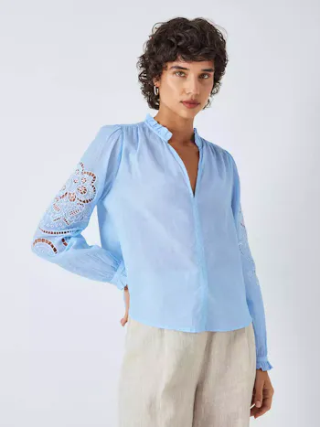 Embroidered Cut Out Sleeve Blouse