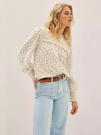 Floral Print Smocked Blouse
