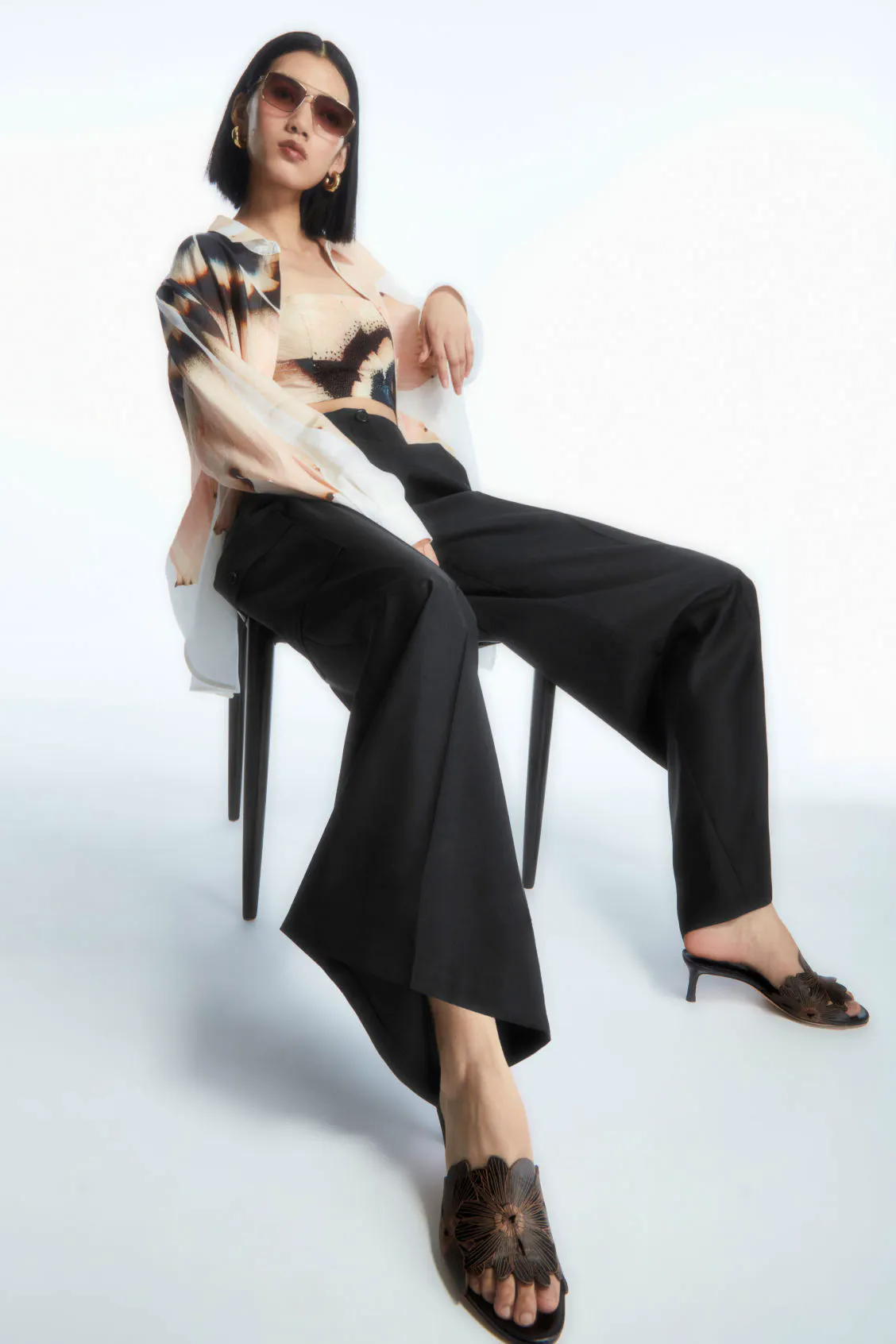 Digital-Print Floral Leather Mules £150