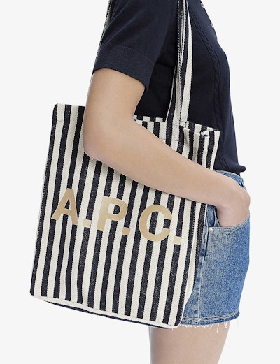 APC Lou Striped Canvas Tote Bag, £135