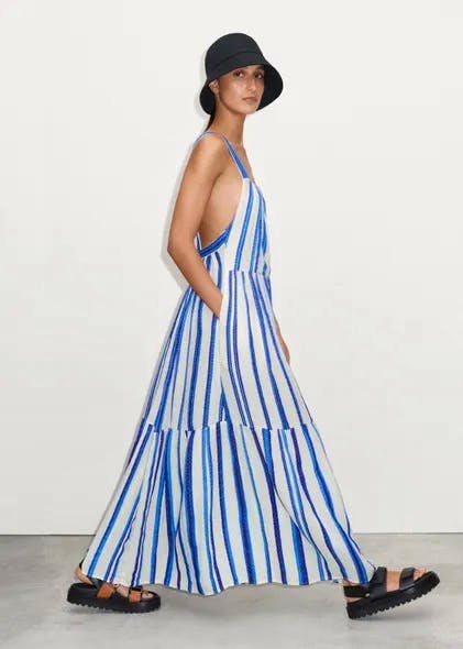 Me & Em Bold Summer Stripe Crossover-Back Maxi Dress, £150
