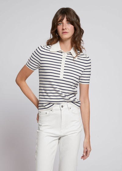 & Other Stories Fitted Nautical Striped Polo Shirt, £45