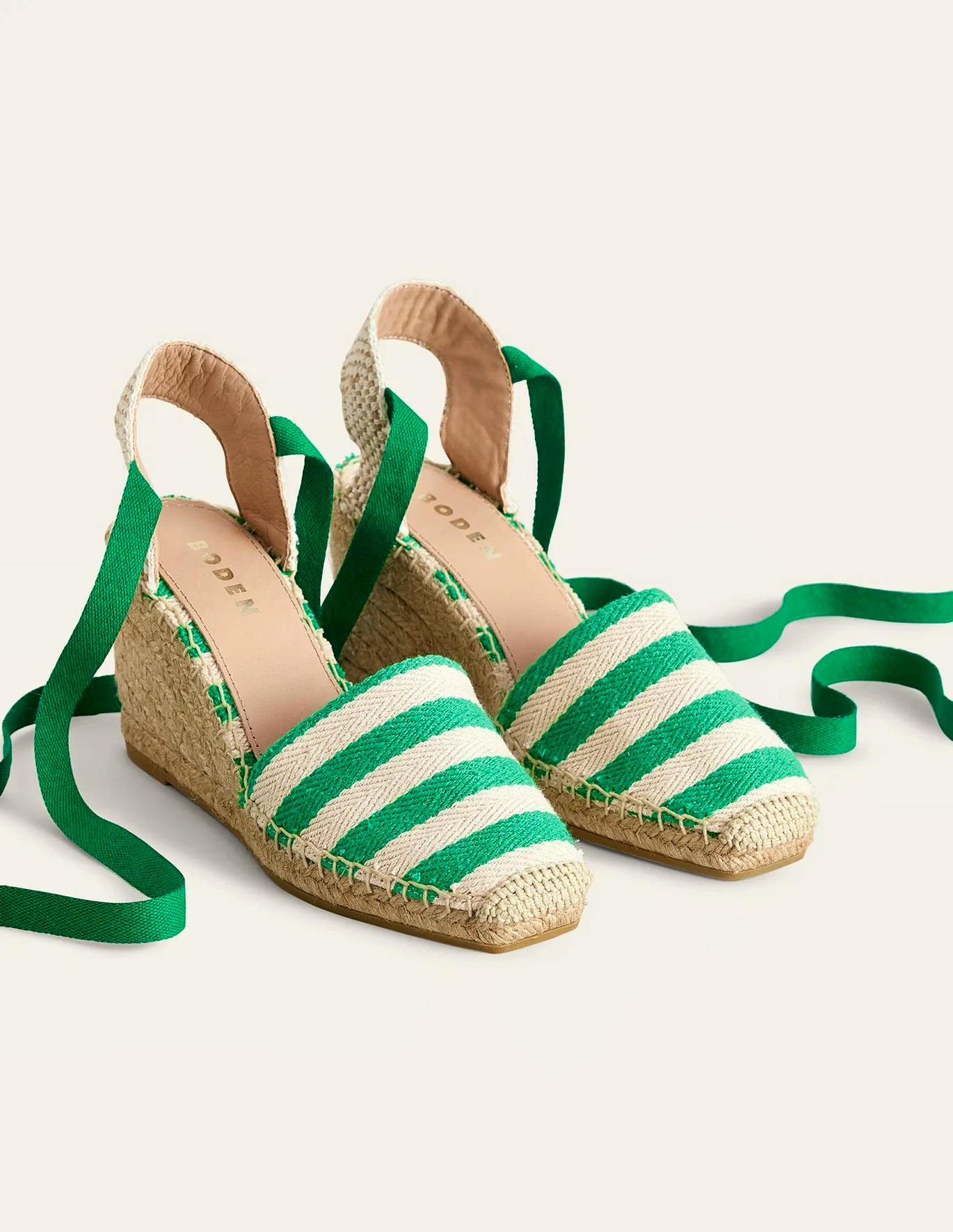 Boden Classic Espadrille Wedges Green, £85