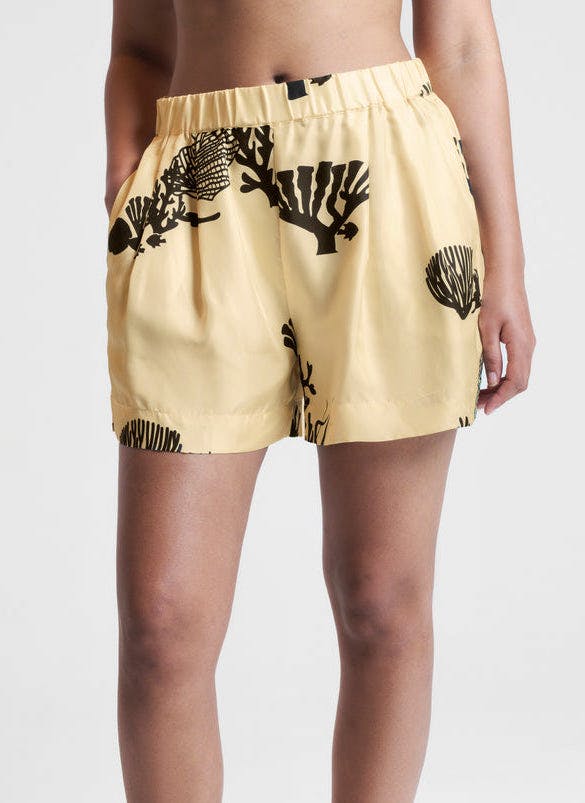 Asceno Zurich Cream & Black Reef Silk Twill Shorts, £145