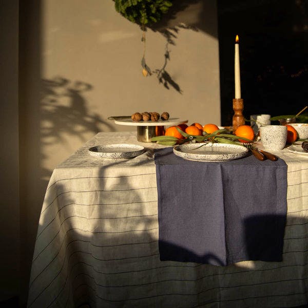 Piglet In Bed Luna Stripe Linen Tablecloth, £89