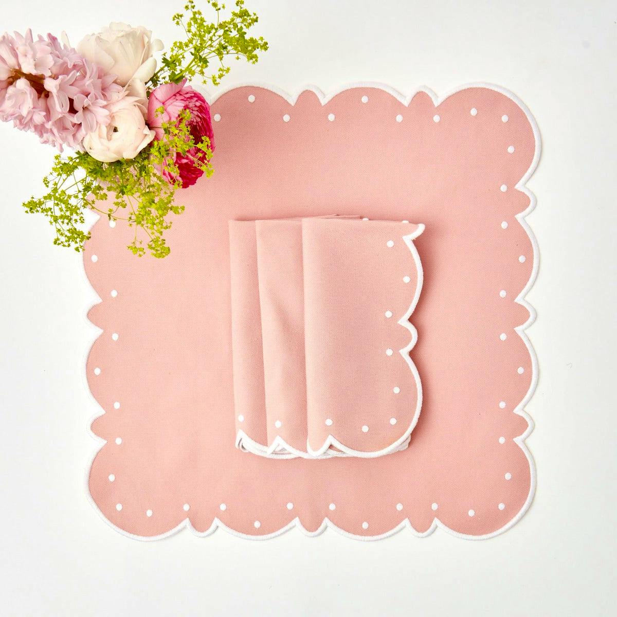 Mrs Alice Petal Pink Embroidered Napkins (Set Of 4), £68