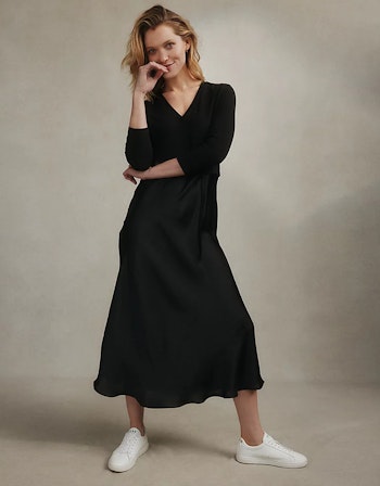 Jersey And Washed Satin Dress