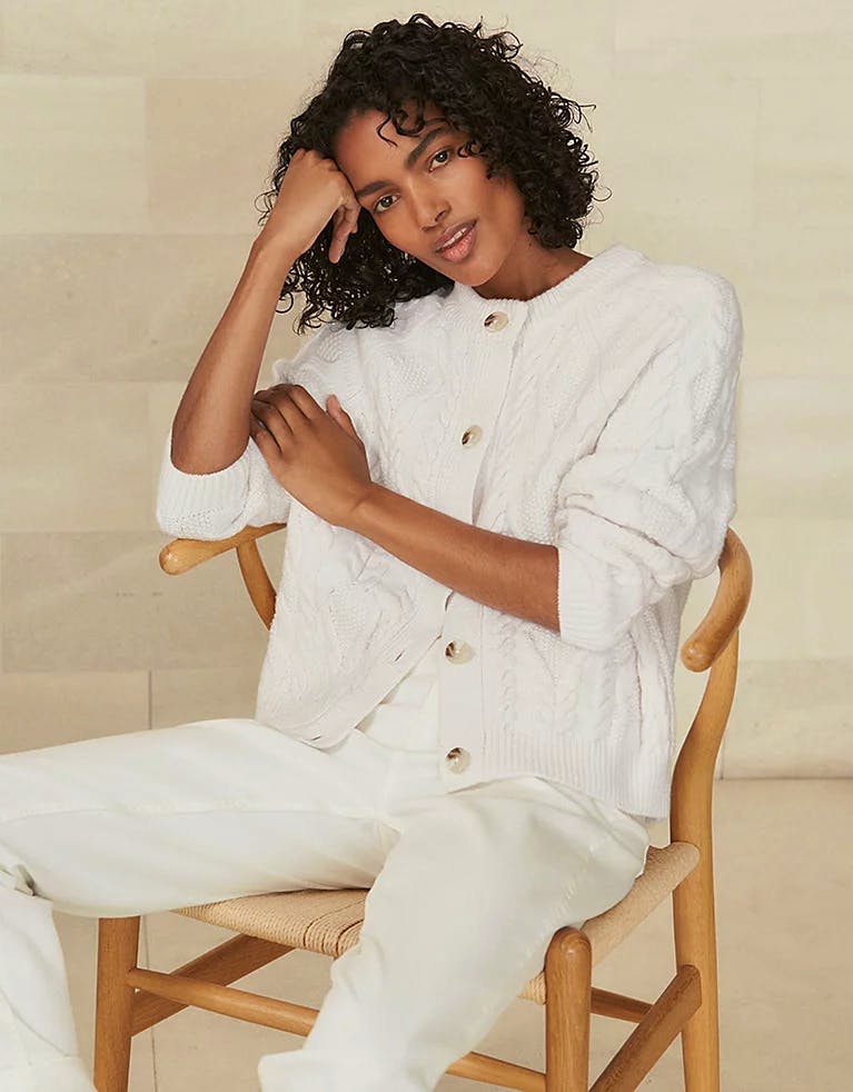 Cable Crew Neck Cardigan NOW £89.40