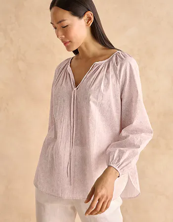 Organic Cotton Floral Print Boho Blouse