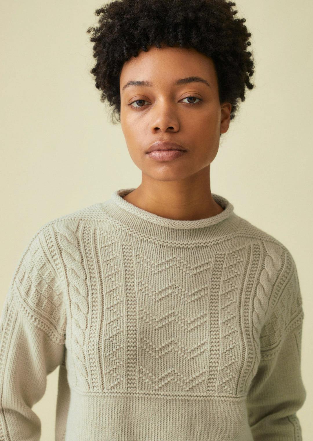 Wool Cotton Gansey Knit Sweater NOW £115
