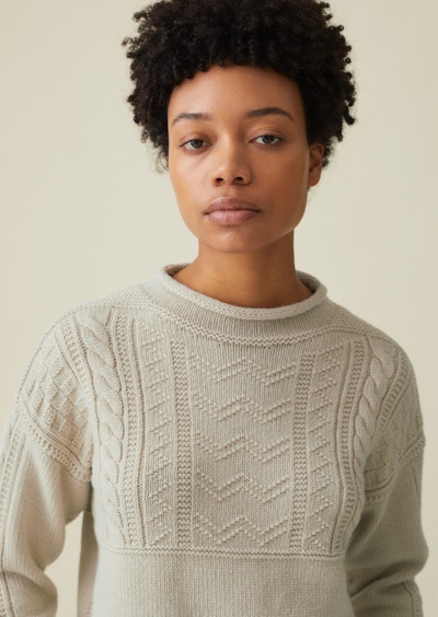 Wool Cotton Gansey Knit Sweater NOW £115