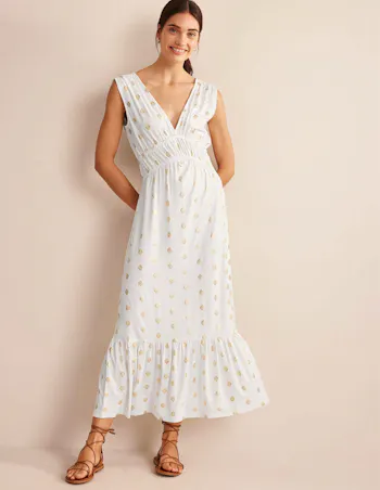 Smocked Jersey Maxi Dress