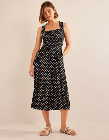 Cross Back Jersey Midi Dress