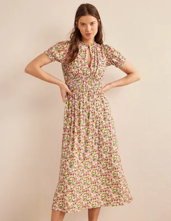 Ruched Jersey Midi Tea Dress