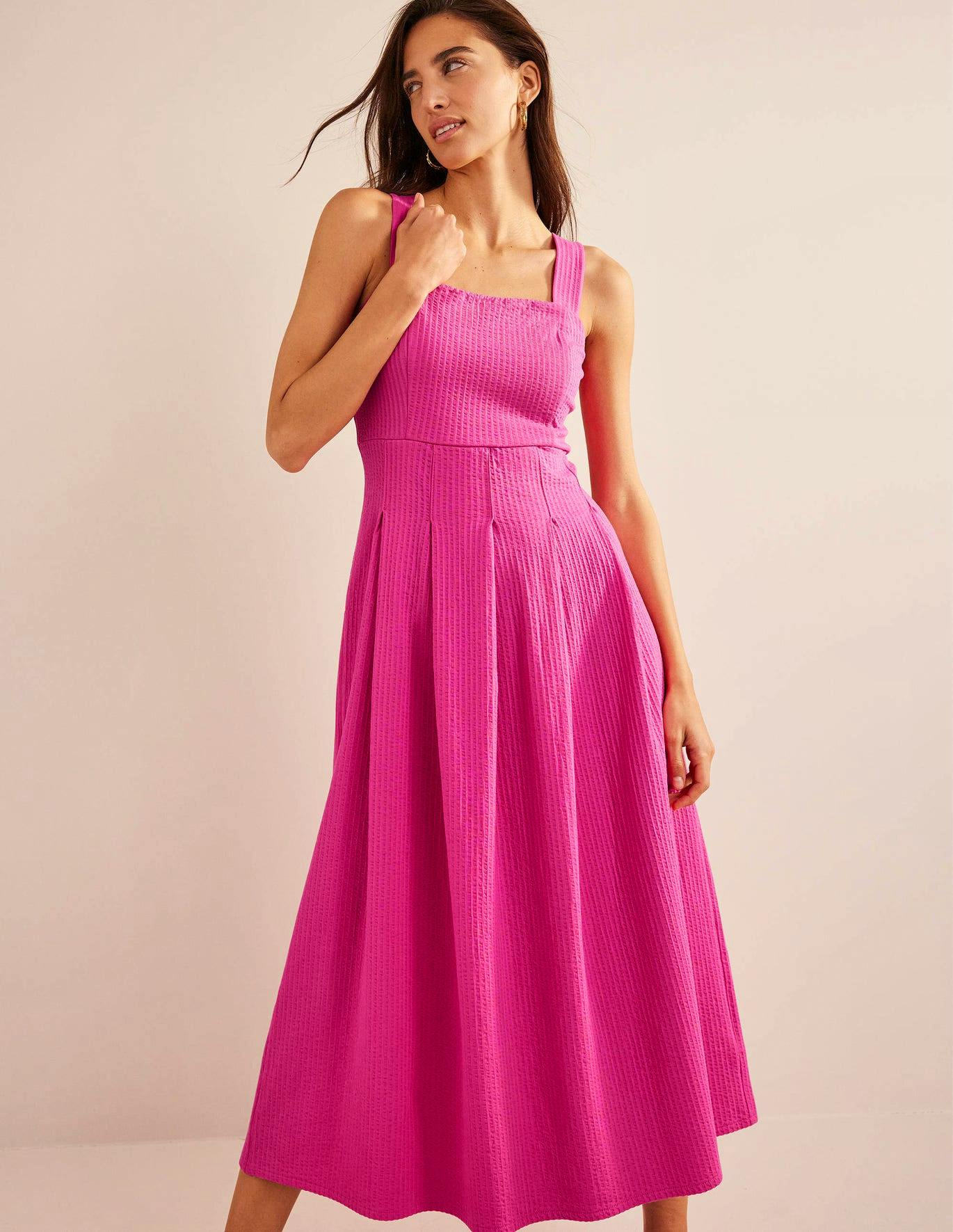 Strappy Seersucker Midi Dress NOW £56