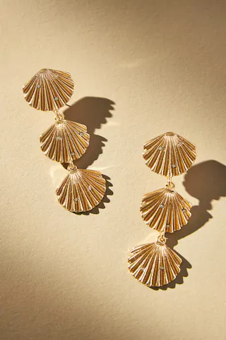 Triple Tiered Shell Drop Earrings