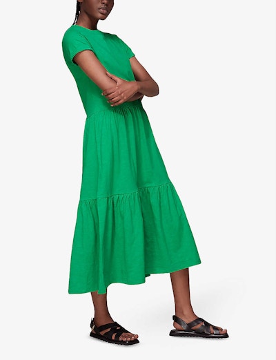 Whistles Tiered Organic Jersey Midi Dress NOW £69