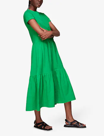 Whistles Tiered Organic Jersey Midi Dress