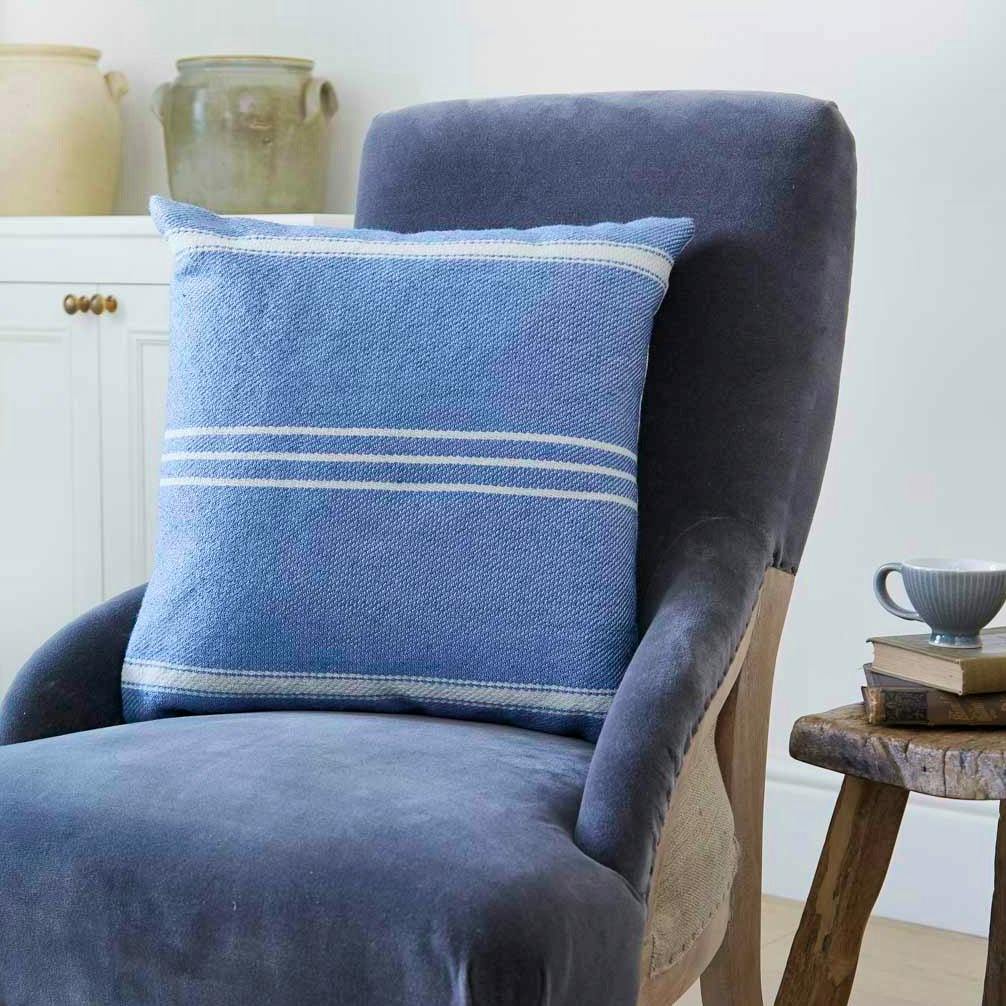 Weaver Green Oxford Stripe Cobalt Cushion, £45