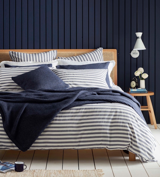 Secret Linen Store Navy Coastal Stripe 100% Cotton Bed Linen, from £15